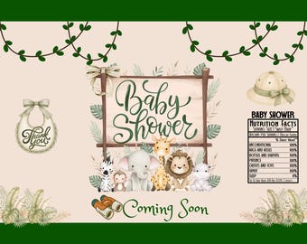 Baby Shower or Birthday  Chip Bag Favor – Safari Theme Printable Party Favor