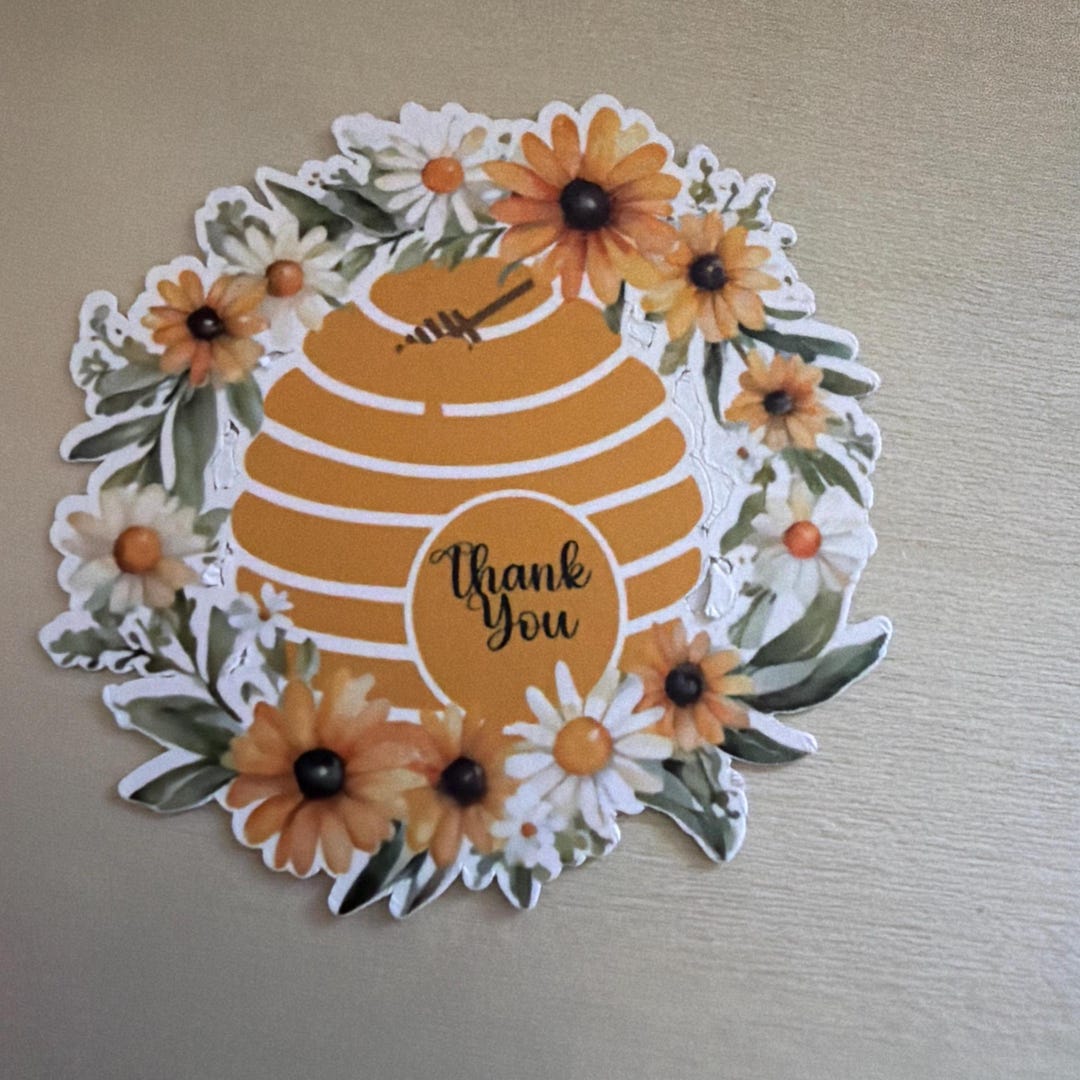 Honey&flowers Thank You Sticker - Etsy