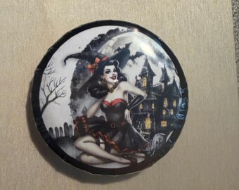 Retro Witchy Lady Pin Button