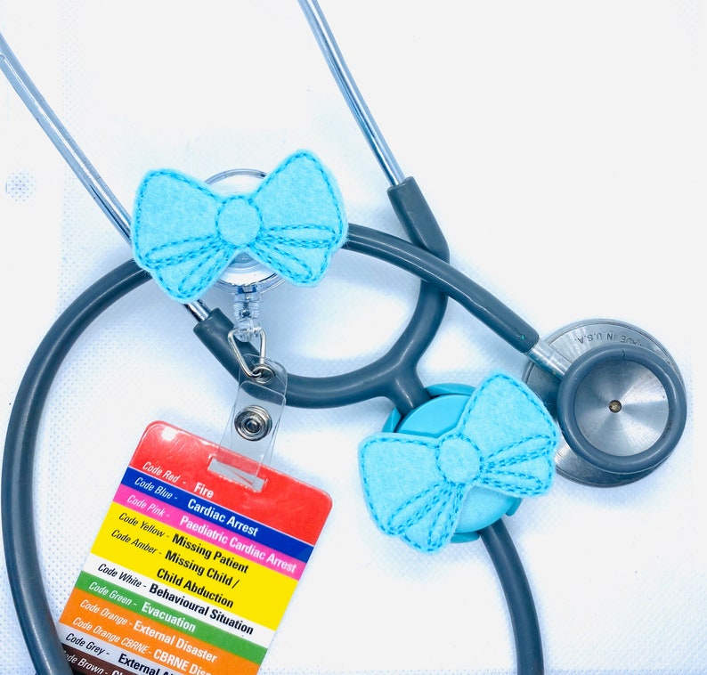 nurse badge reel and stethoscope tag set,