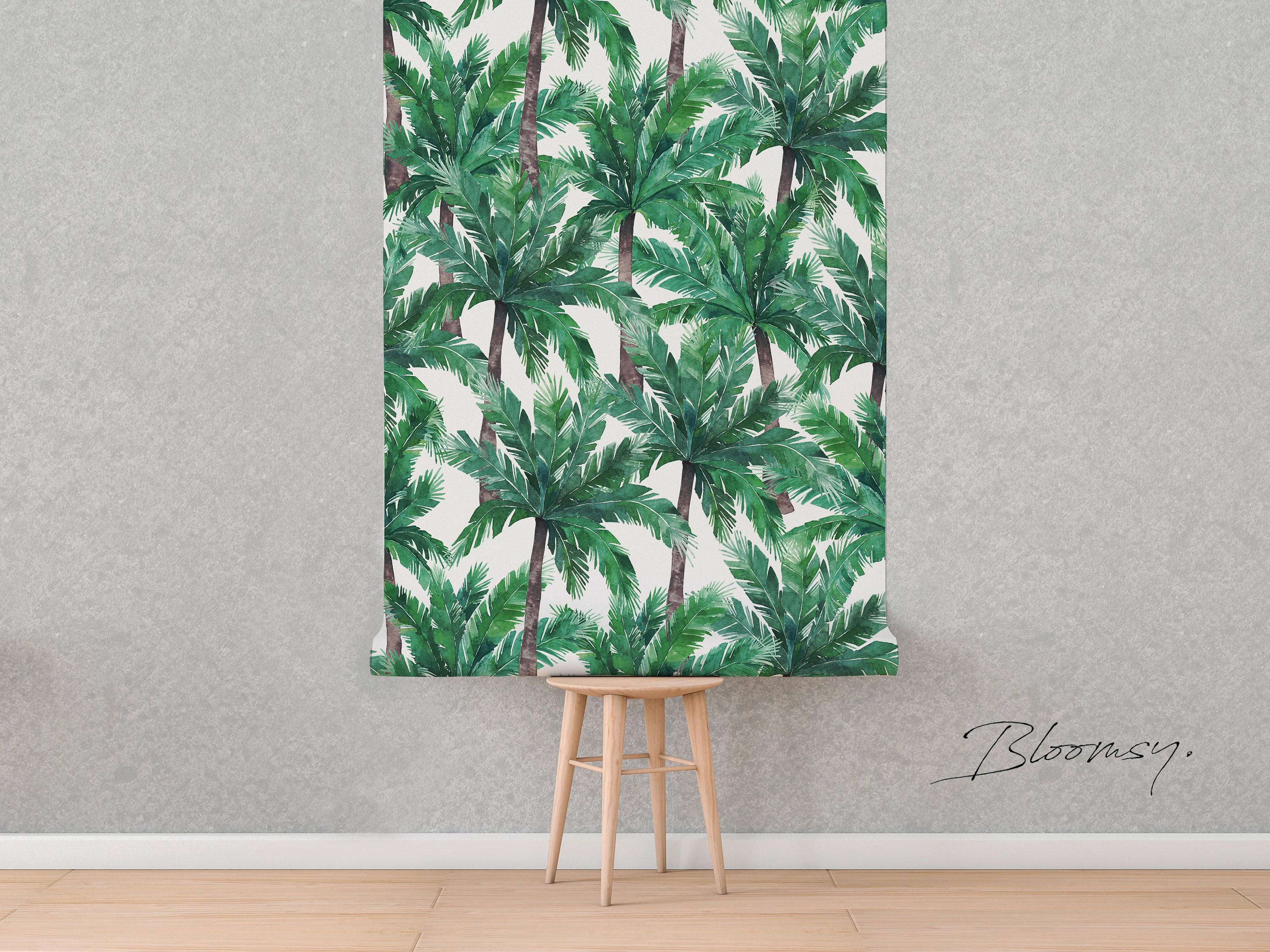 Removable Wallpaper Palm Tree Wallpaper Temporary Etsy