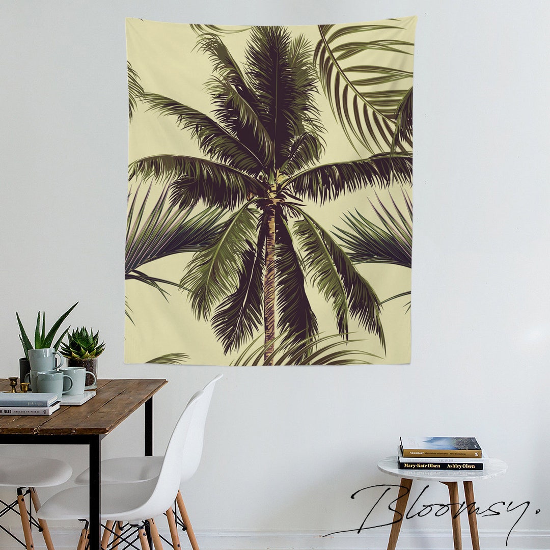 Tropic Palms Tapestry Jungle Leaves Flowers Floral - Etsy