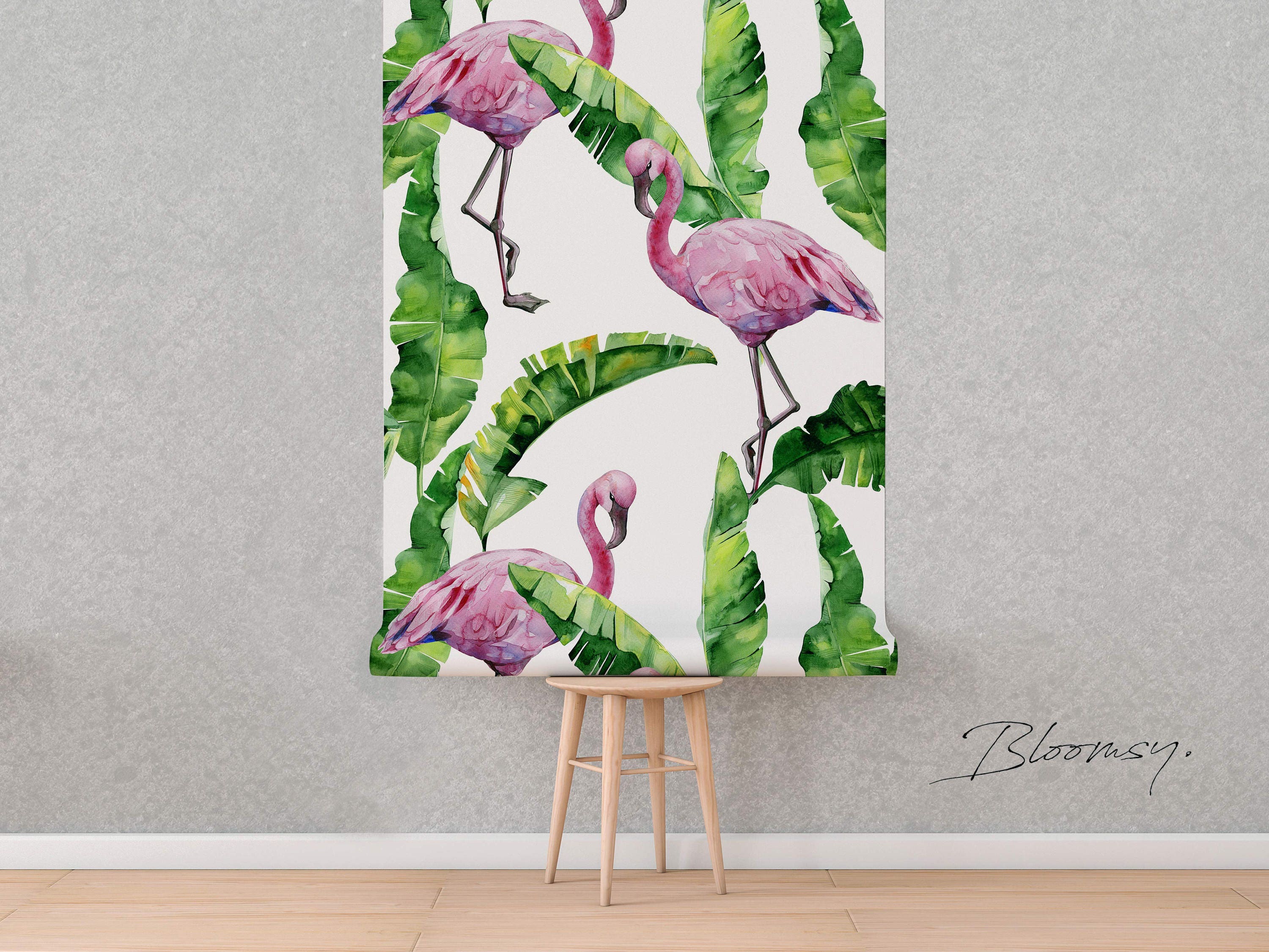 Removable Wallpaper Flamingo Self Adhesive Wallpaper Peel - Etsy UK