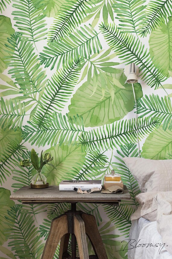 removable wallpaper tropical leaves