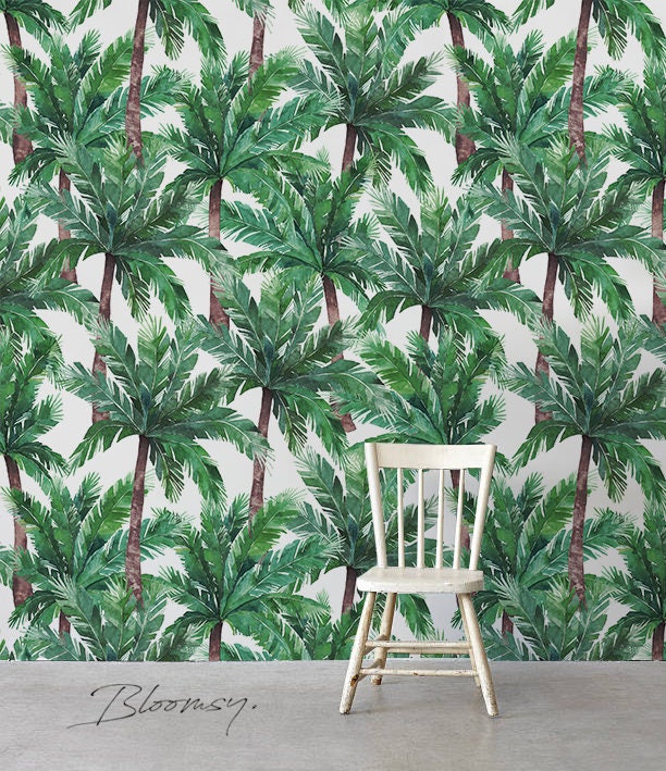 Removable Wallpaper Palm Tree Wallpaper Temporary Etsy