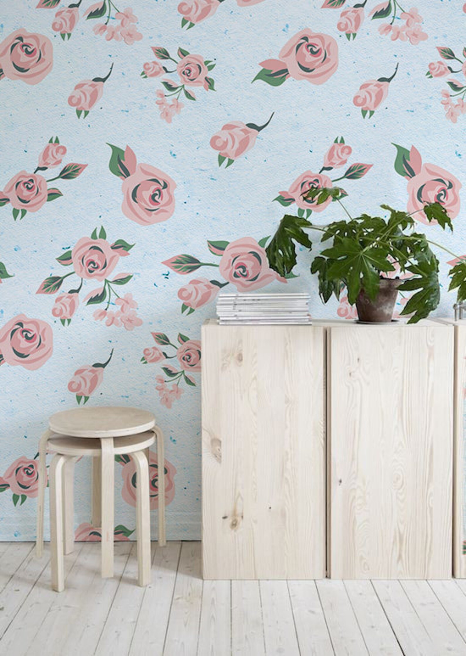 Removable Wallpaper Pastel Flowers Wallpaper Floral Etsy