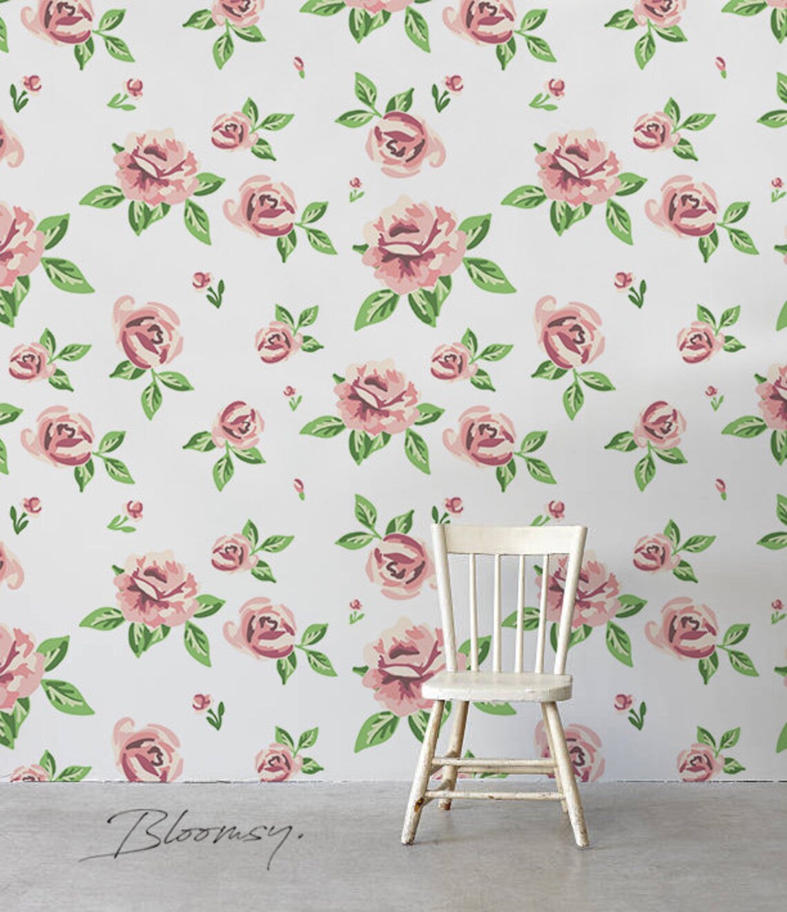Removable Wallpaper Light Flowers Temporary Wallpaper Etsy