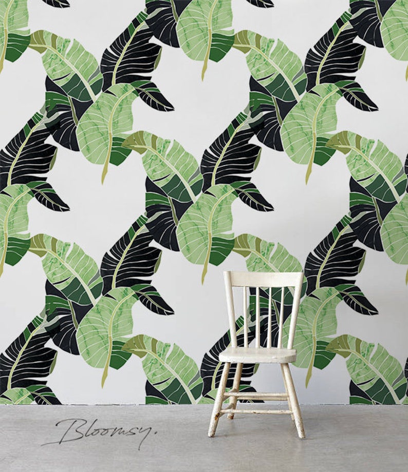 Removable wallpaper Palm Leaves Wallpaper Self adhesive Etsy