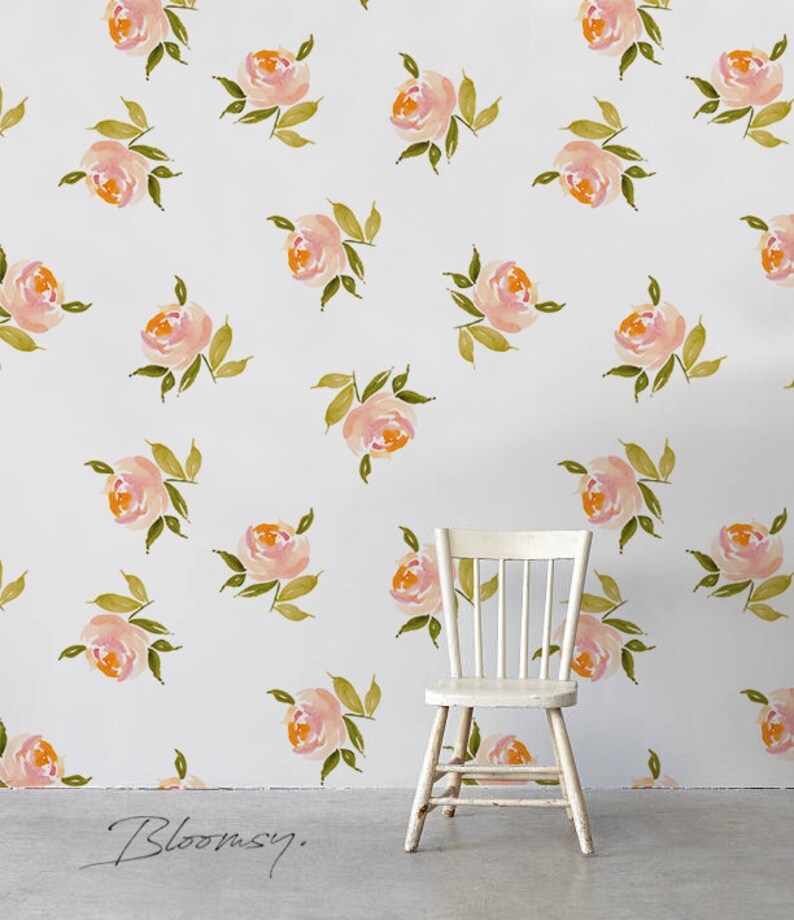 Removable Wallpaper Small Flowers Wallpaper Temporary Etsy