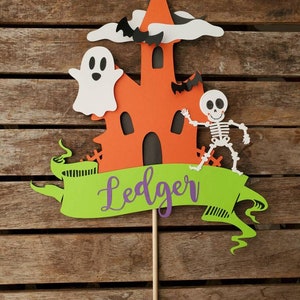 Halloween first birthday theme party cake topper