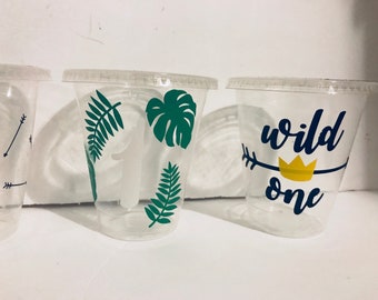 Wild one birthday plastic cups