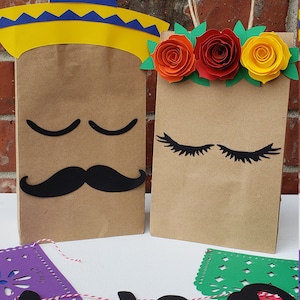 Fiesta goodie favor treat bags set of 12