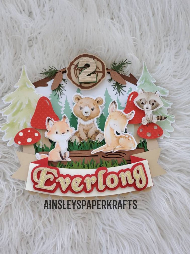 Woodland Animals Cake Topper Woodland 1st Birthday Woodland Etsy