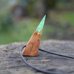 Made in Ukraine, Northern lights necklace, Aurora borealis pendant, Wood resin, Resin necklace, Wood resin pendant,Blue resin,Aurora pendant