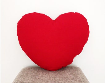 Heart Pillow, Handmade pillow cover, Kids Pillow, Gift for lovers, Red Decorative pillow, Valentine's day gift