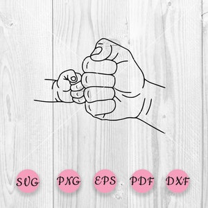 Fist Bump SVG, Nouveau-né main svg, SVG de fête des pères, Papa et bébé Fist Bump Svg, Fichiers de coupe pour Cricut