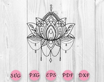 Lotus svg cut file, Lotus Mandala svg, Lotus flower clip art, Silhouette cut file, Lotus Clipart, Flower svg, Namaste Lotus flower
