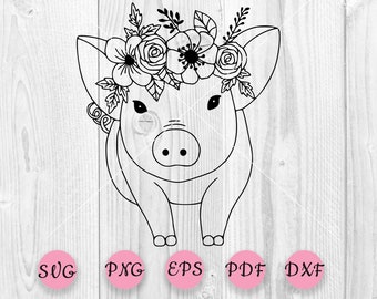 Download Floral Pig Svg Etsy