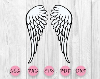 Wings With Halo SVG Wings Halo DXF Wings Clipart Cutting - Etsy