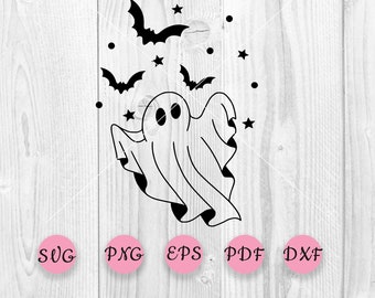 Ghost SVG, Bats svg, Ghosts svg, Ghost Silhouette, Ghost Vector, Halloween Svg, Halloween Silhouette