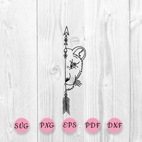 Lioness svg, Lion clipart, Lion Silhoette, Lion face svg, Arrow svg, lioness head svg