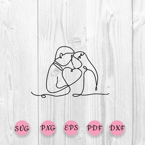 Wedding svg, Man and Wife svg, Couple Vector, Line art svg, Cricut Vinyl, Svg files for Cricut and Silhouette