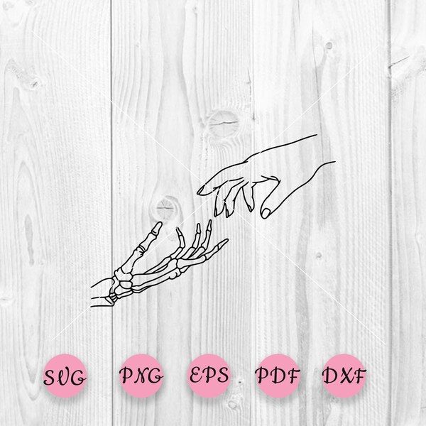 Touching hands svg, Skeleton hand with Human hand, Butterfly svg, Skeleton hand, skeleton cut file, halloween svg, Cricut file