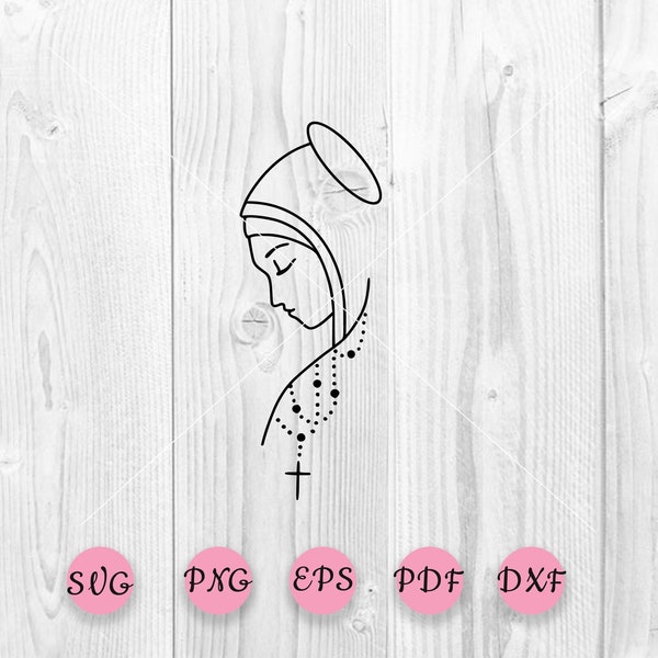 Virgin Mary svg, Cross svg, Mary Silhouette, Praying Mary svg Silhouette, Cricut