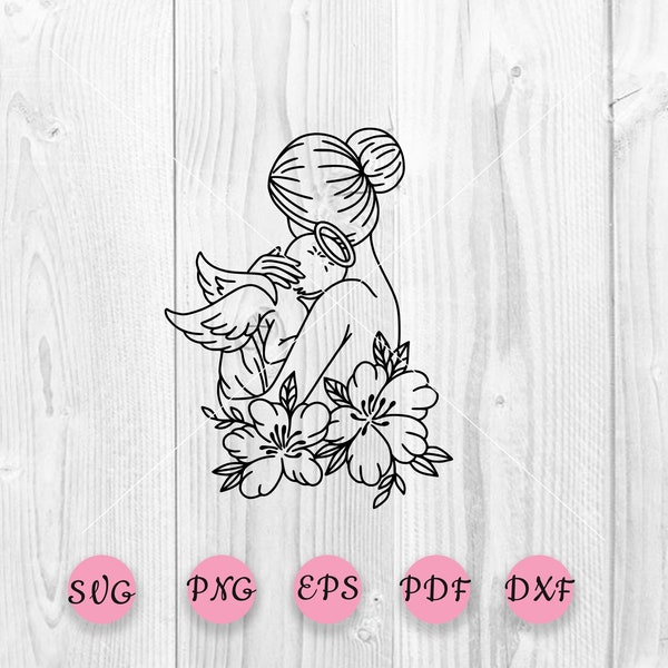 Baby Loss Memorial Svg, Mom and Baby svg, Mom holding angel baby svg, Mother svg, Baby Silhouette, Files for Cricut