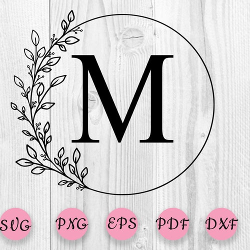 One Letter Frame M Letter Frame Svg Wreath SVG Leafy Wreath - Etsy