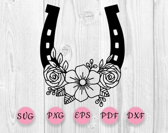 Horseshoe SVG, Floral Horseshoe cut file, Horseshoe Roses svg, Horseshoe Flowers SVG, Floral, Good Luck, Lucky, equestrian, monogram frame