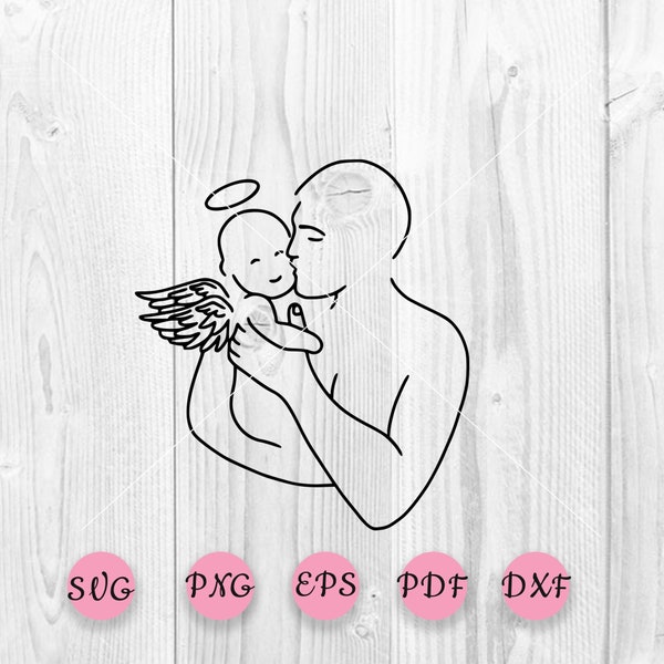 Father with baby svg, Baby Loss Memorial svg Father svg, Newborn svg, Father's day svg, Baby angel svg