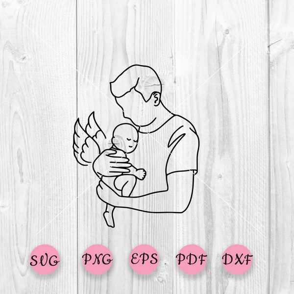 Father with baby svg, Loss Memorial svg Father svg, Newborn svg, Father's day svg, Baby angel svg