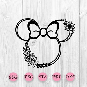 Download Disney Minnie Floral Svg Disney Wreath Svg Minnie Mouse Svg Etsy