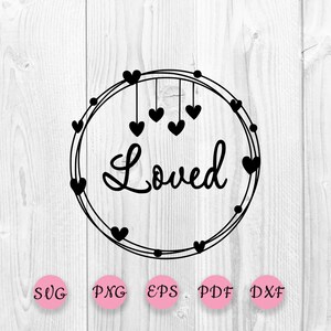 Circle Wire Frame SVG, Circle Monogram Frame SVG, Circle Loved frame svg, Frame with hearts svg, Double frame svg, Loved svg