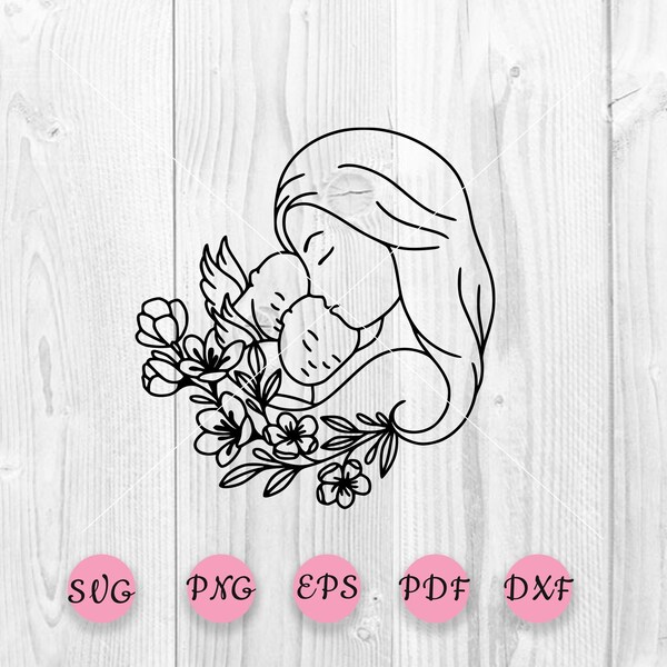 Twin Baby Loss Memorial Svg, Mom and Twin svg, Mom holding angel babies svg, Mother svg, Baby Silhouette, Files for Cricut