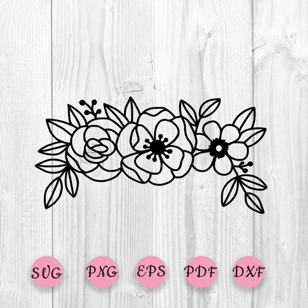 Flowers SVG Craft Pattern, Roses Flower SVG, Flower SVG, Floral Clipart, Silhouette Cut Files, Cricut Cut Files, Digital Print