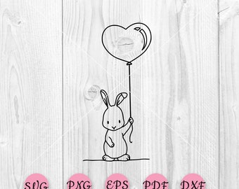 Easter Rabbit svg, Rabbit flowers cut files, Balloons svg, Sky svg, Easter bunny svg, Easter svg, file for cricut, cutfile for silhouette