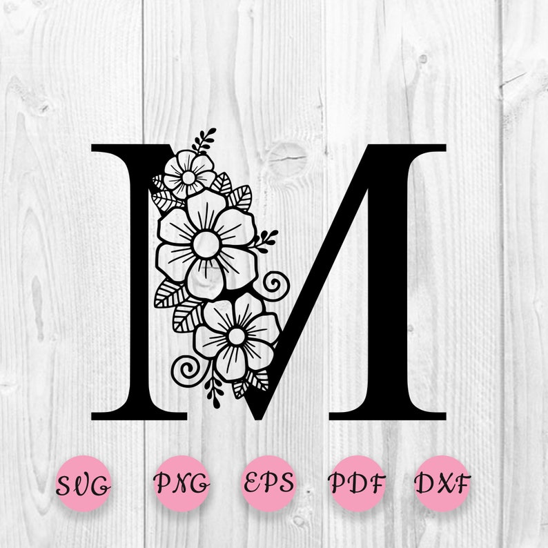 Download Flower Letter svg Botanical Letter M SVG One Letter M svg | Etsy