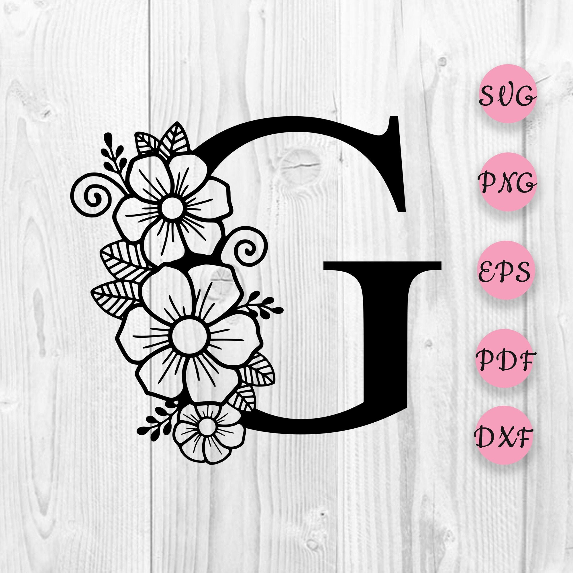 Download Flower Alphabet Svg Botanical Letter G Svg One Letter G Svg Etsy