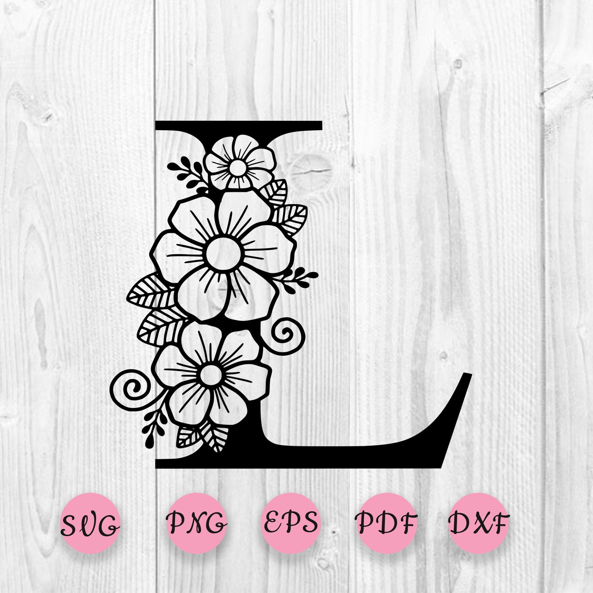 Flower Alphabet svg Botanical Letter L SVG One Letter L svg | Etsy