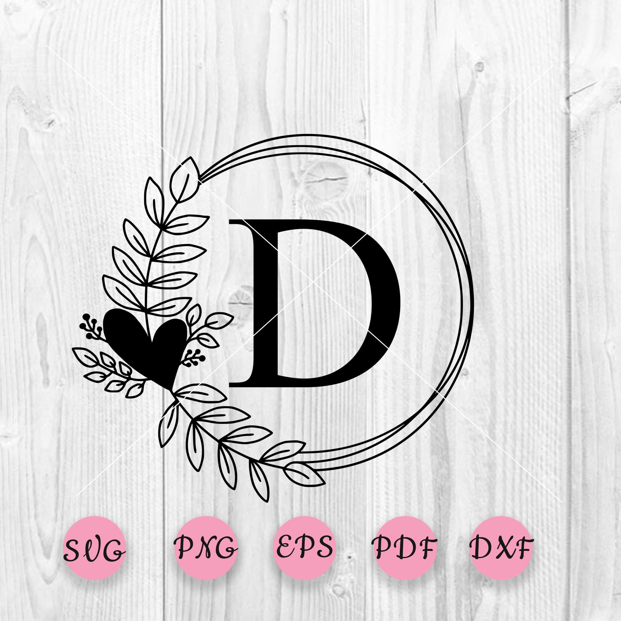 Download Frame Letter D Svg Wreath Svg Leafy Wreath Svg Monogram Etsy