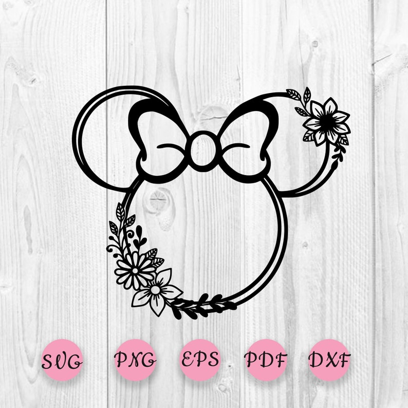 Download Disney Minnie floral svg Disney wreath svg Minnie mouse svg | Etsy