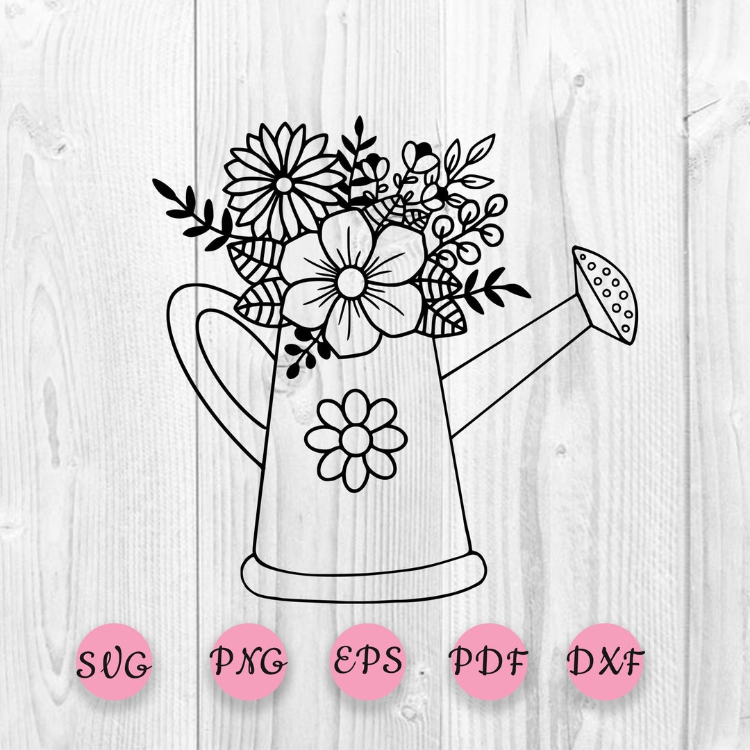Watering Can SVG, Waterin Can With Flowers, Bouquet of Flowers, Garden