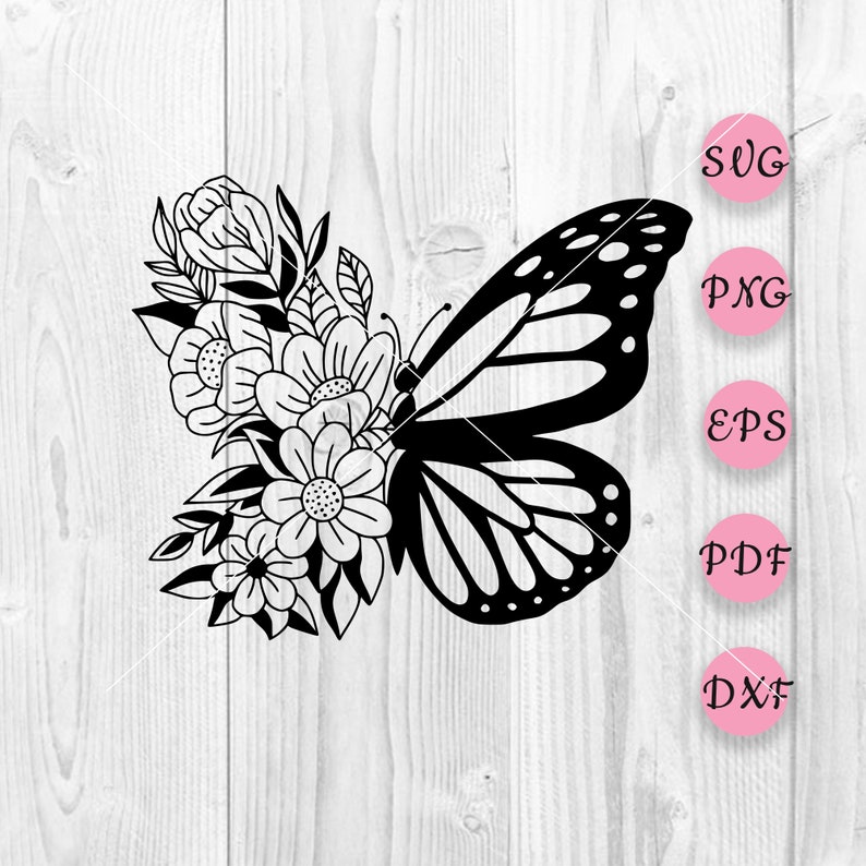 Download Papillon Svg Floral papillon svg Papillon fleur svg | Etsy