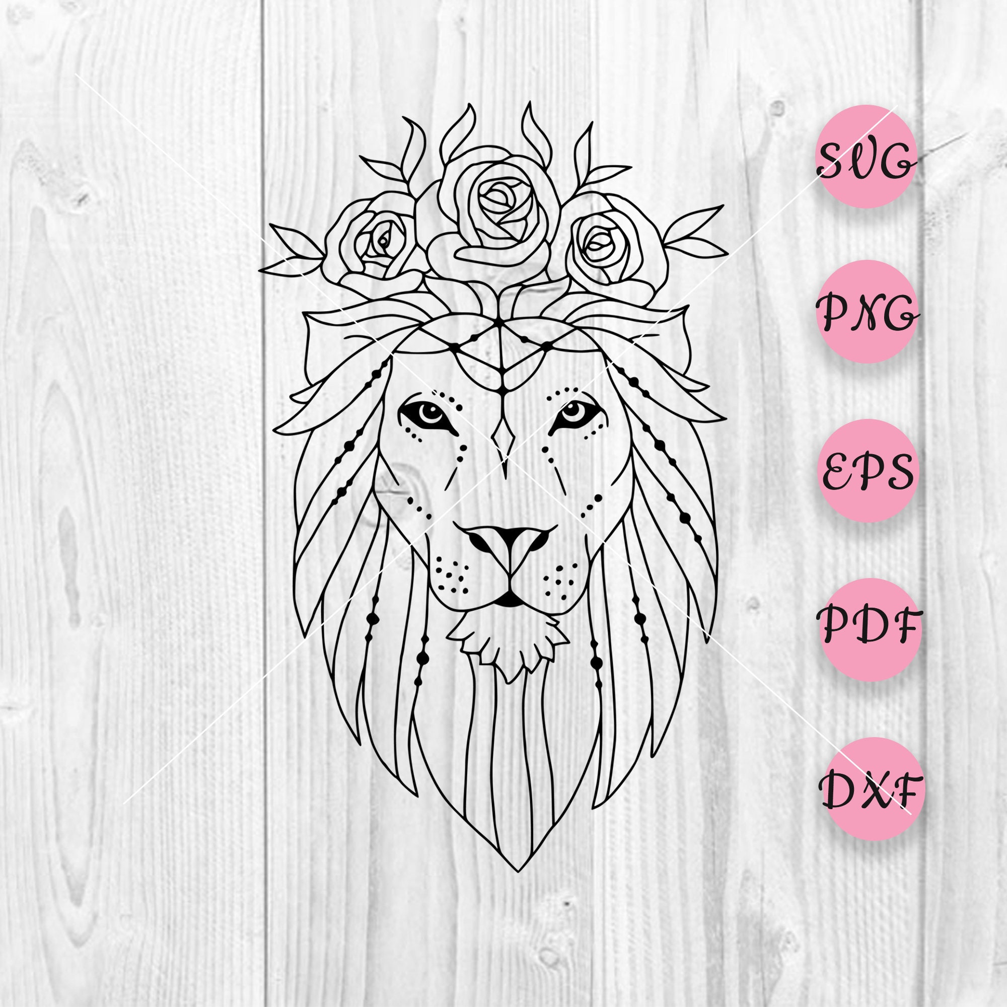 Lion Svg Lion Clipart Lion Flower Svg Lion Face Svg Floral Lion Lion Head Svg