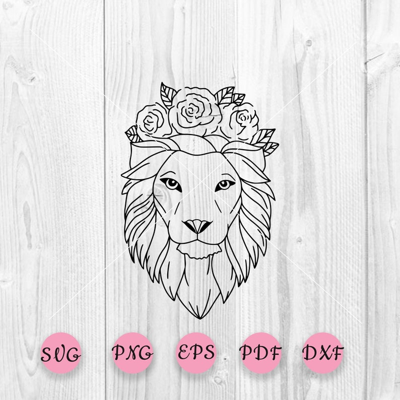 Lion with flowers lion head svg Lion svg,lion clipart,lion flower svg,lion face svg,Floral lion