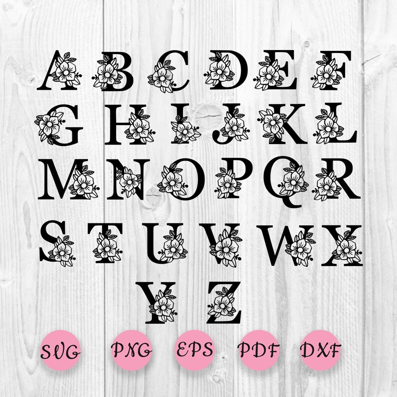 Download Flower Alphabet svg Botanical Alphabet SVG 26 Letters svg | Etsy