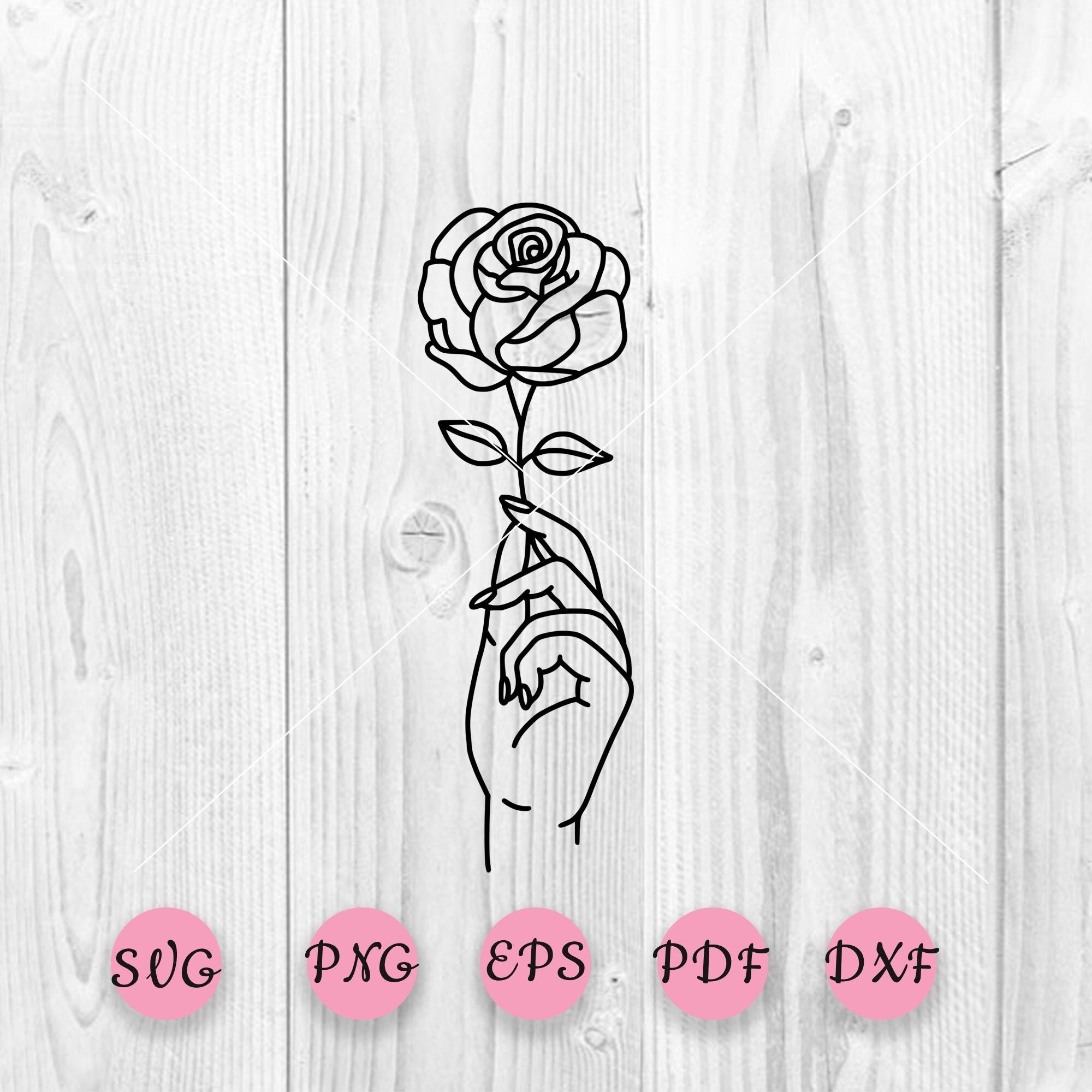 Hand with rose Svg Hand svg Floral hand svg Line art svg Etsy