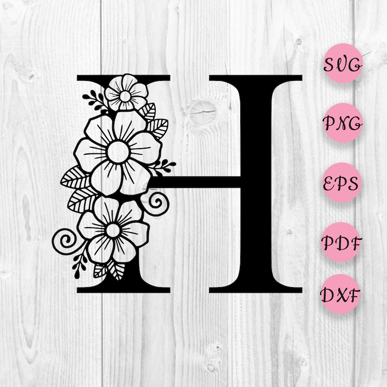 Download Flower Alphabet svg Botanical Letter SVG One Letter H svg ...